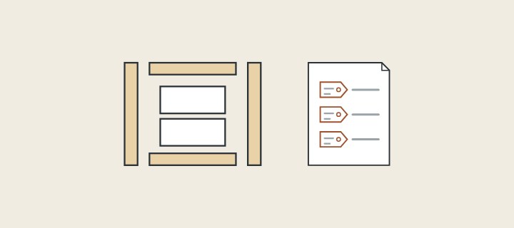 Illustration: cabinet sides, rails and two drawer fronts laid apart beside a sheet of three tagged lines