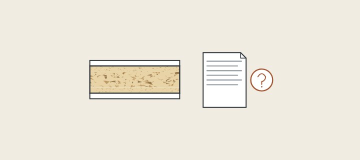 Illustration of a board faced on both sides beside an offer document and a question mark