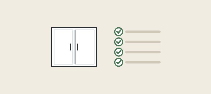 Illustration of a vanity cabinet beside a four-line component checklist