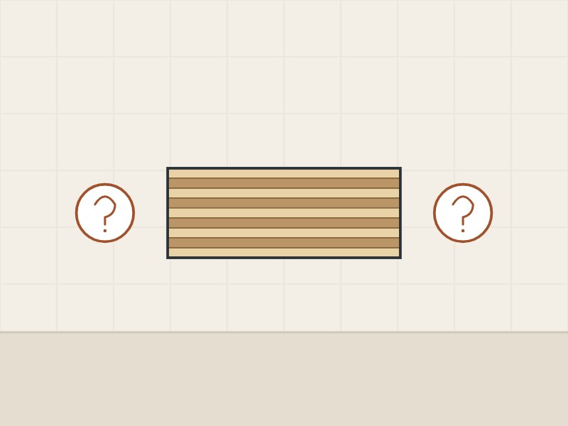 Illustration of a nine-ply panel edge between two question marks