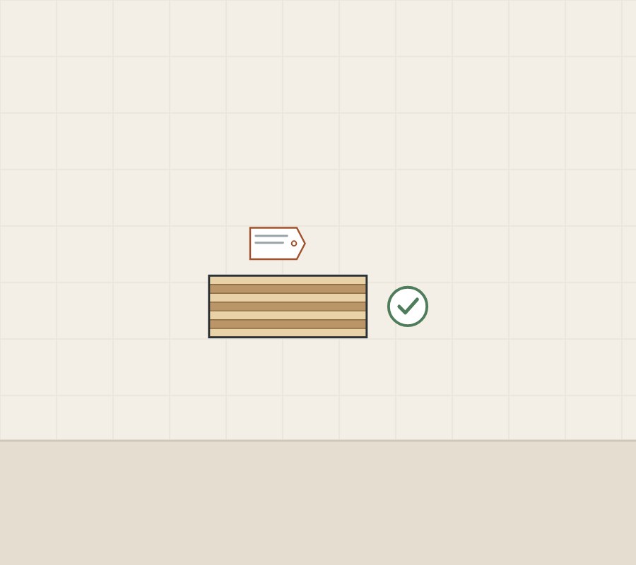 Illustration of a tagged panel edge with a check mark