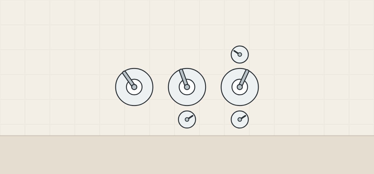 Illustration of three shower control plates with one, two and three controls