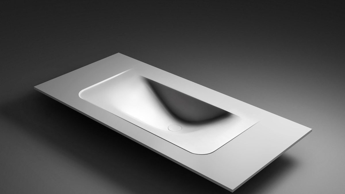 A single-bowl integrated basin vanity top