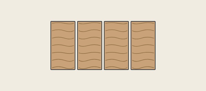 Illustration: four veneer leaves laid side by side with mirrored grain
