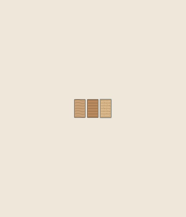 Illustration of a natural veneer sheet, a striped reconstituted veneer sheet and a printed grain