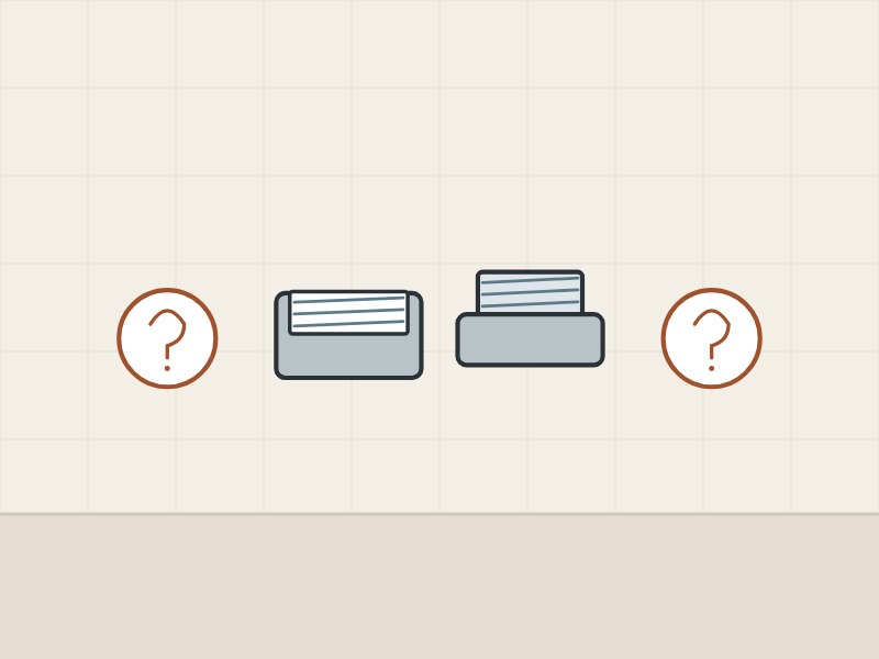 Illustration of a female-thread housing and a male-thread housing between two question marks