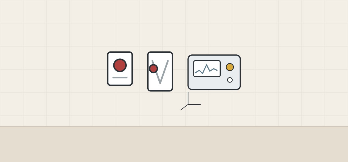 Illustration of an impact label, a tilt label and an electronic impact recorder