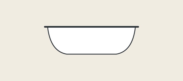 Illustration: a freestanding bathtub in side view