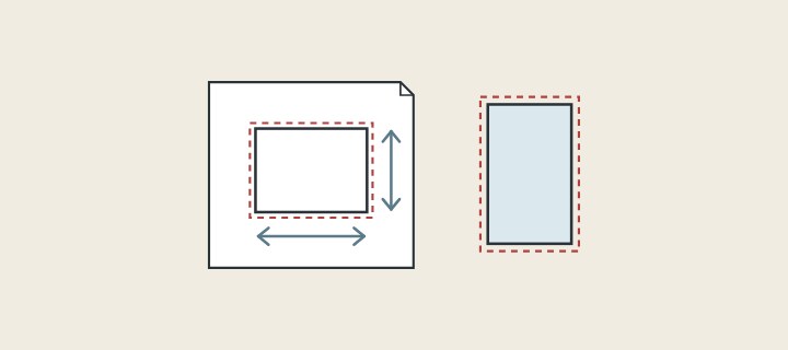 Illustration: a drawing sheet with a dimensioned outline and a dashed tolerance band, beside a glass panel with the same band
