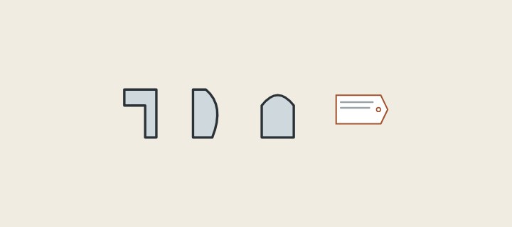 Illustration: three seal and profile sections side by side with a spare-part tag