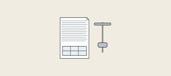 Illustration: a specification sheet with a small table beside a shower column