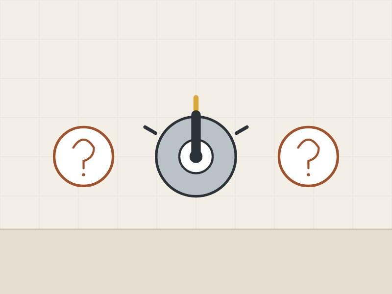 Illustration of a diverter trim with three marks between two question marks