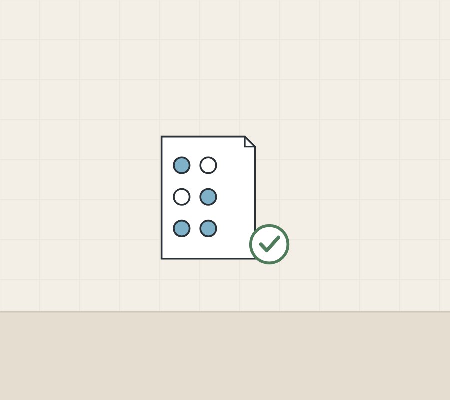 Illustration of a sheet with a grid of circles marking which outlet runs in each setting, with a tick
