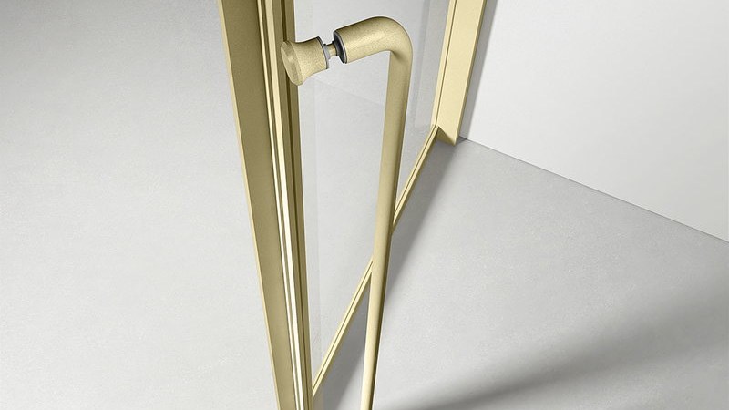 A close detail of a shower screen profile
