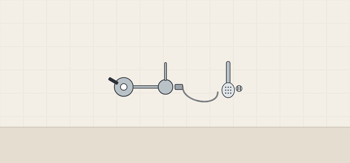 Illustration of a wall valve, diverter, backflow device, hose and hand shower with a pause button