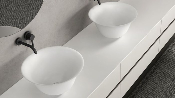 A double-bowl integrated basin top