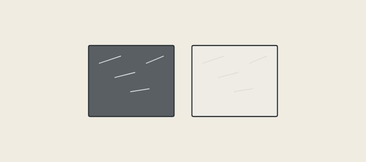 Illustration: a dark sample with clearly visible light scratches beside a light sample where the same scratches barely show