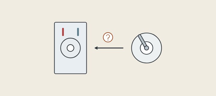 Illustration: a valve body inside a wall opening and a trim plate with an arrow towards it and a question mark