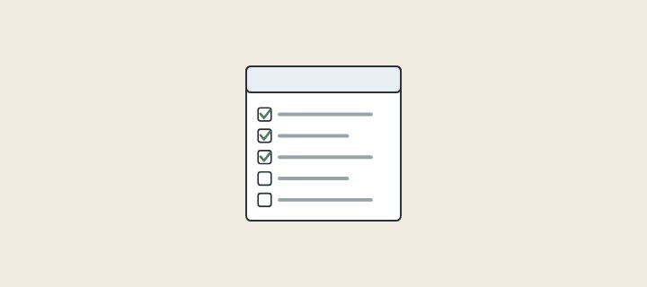 Illustration: a request form with five lines, three of them ticked