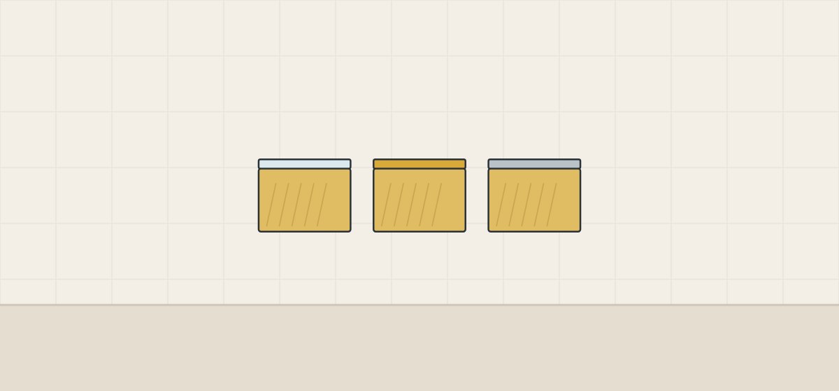 Illustration of three brass sections side by side, each with a different thin surface layer: clear, gold-toned and grey