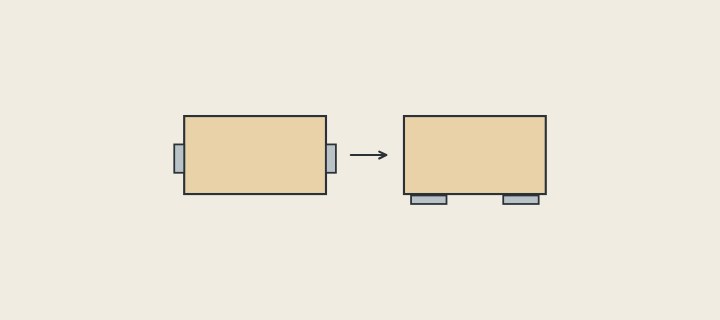 Illustration: a drawer box with slides on its sides, and the same box with slides underneath