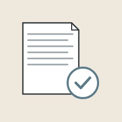 Publication record symbol: a document sheet with a tick