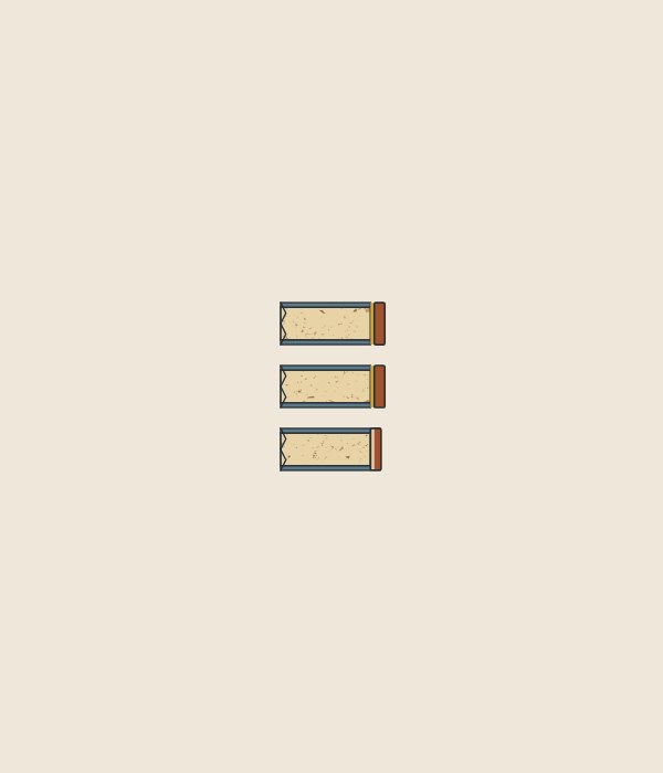 Illustration of three board sections with edge strips: two with an adhesive line and one with a functional layer and no adhesive line