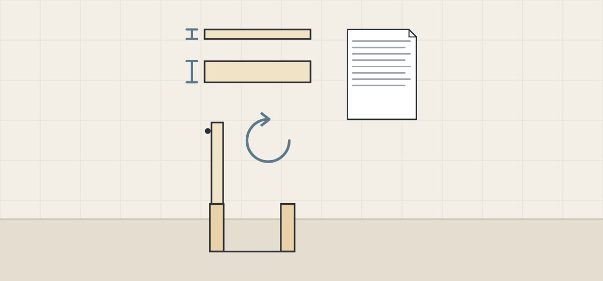 Illustration of a thin and a thick door edge with thickness brackets, a document and a door with a circular arrow