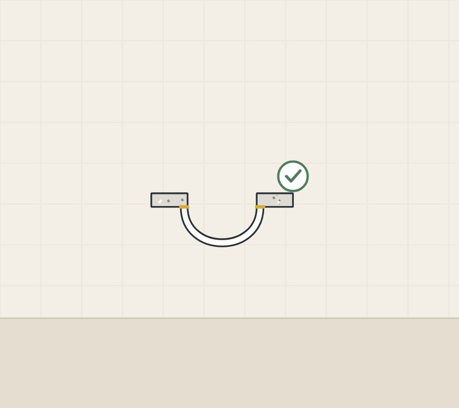 Illustration of a slab with a bowl fixed underneath and a tick