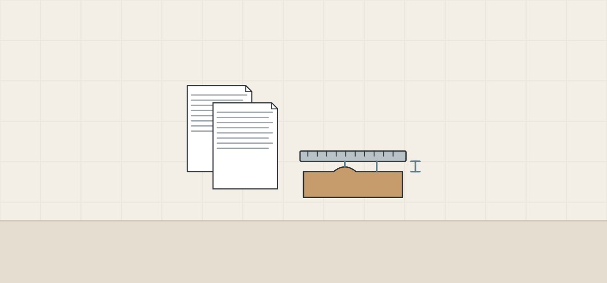 Illustration of two standard documents beside a straightedge held over a veneered surface with one small ridge