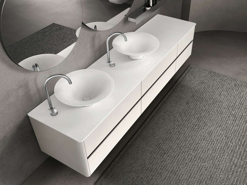 Countertop basins shown together