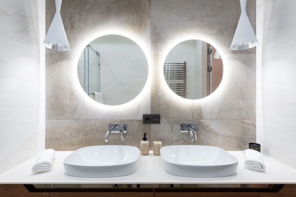 Representative double-basin bathroom vanity for a sourcing enquiry