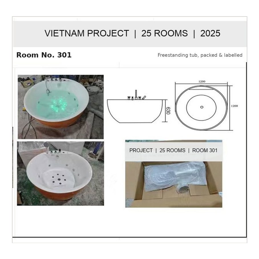 A project room record sheet with product photographs and dimensions