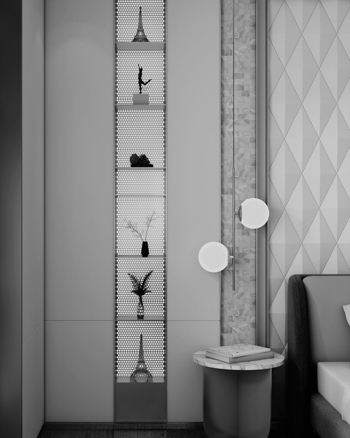 Recessed niches formed within a finished wall