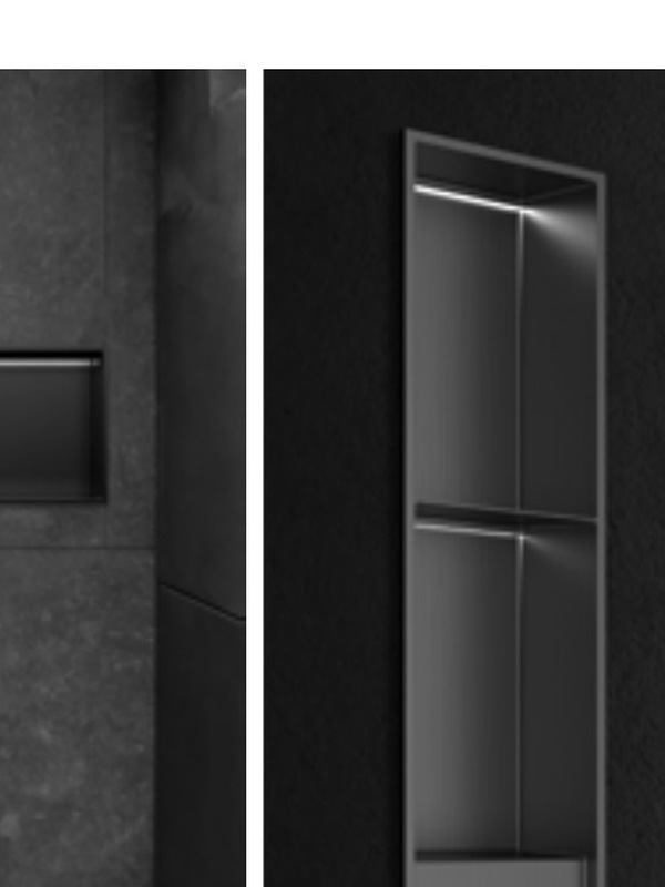 Recessed niche and wall junction shown in close detail
