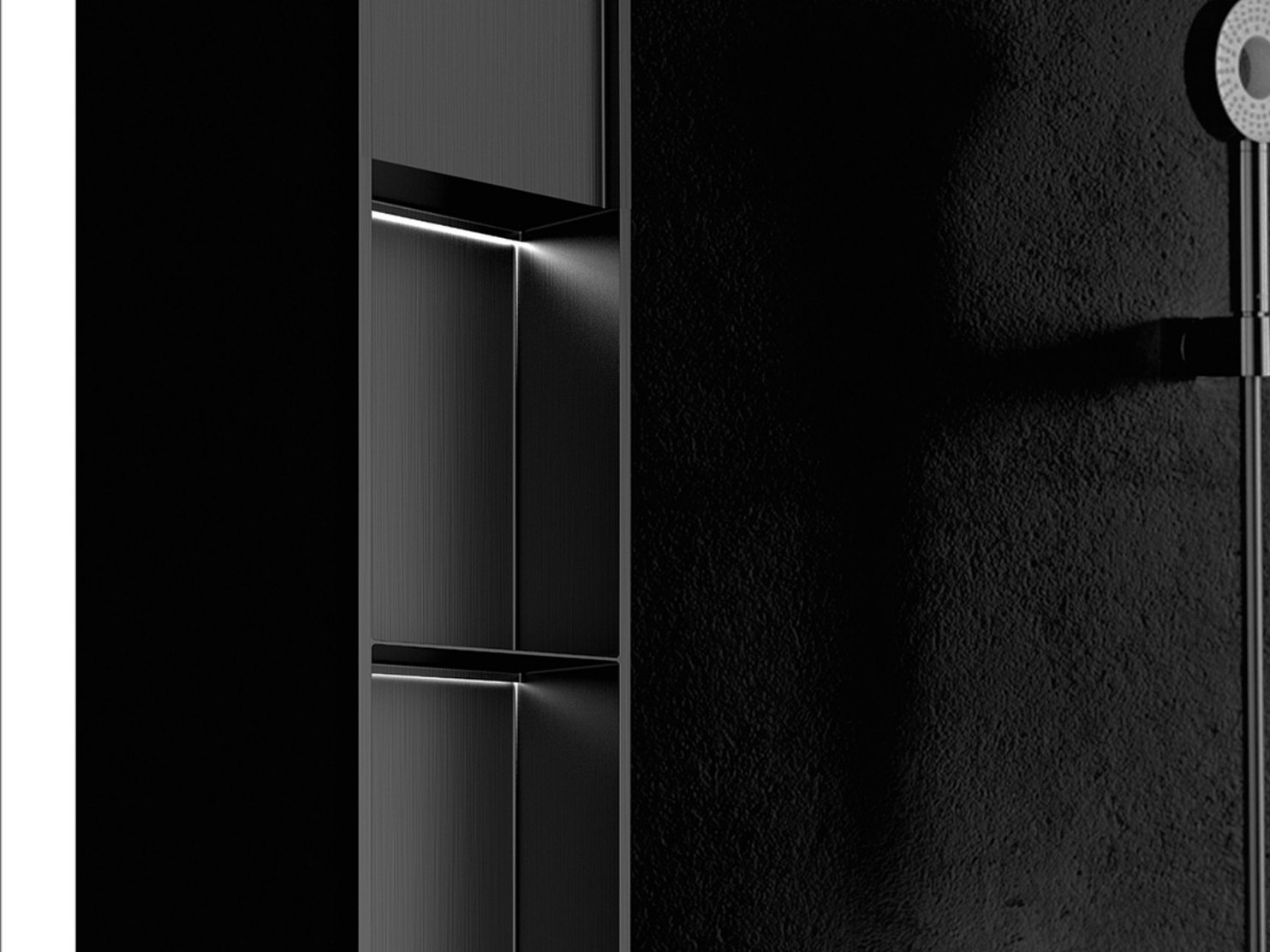 Multi-tier recessed niche with divided compartments
