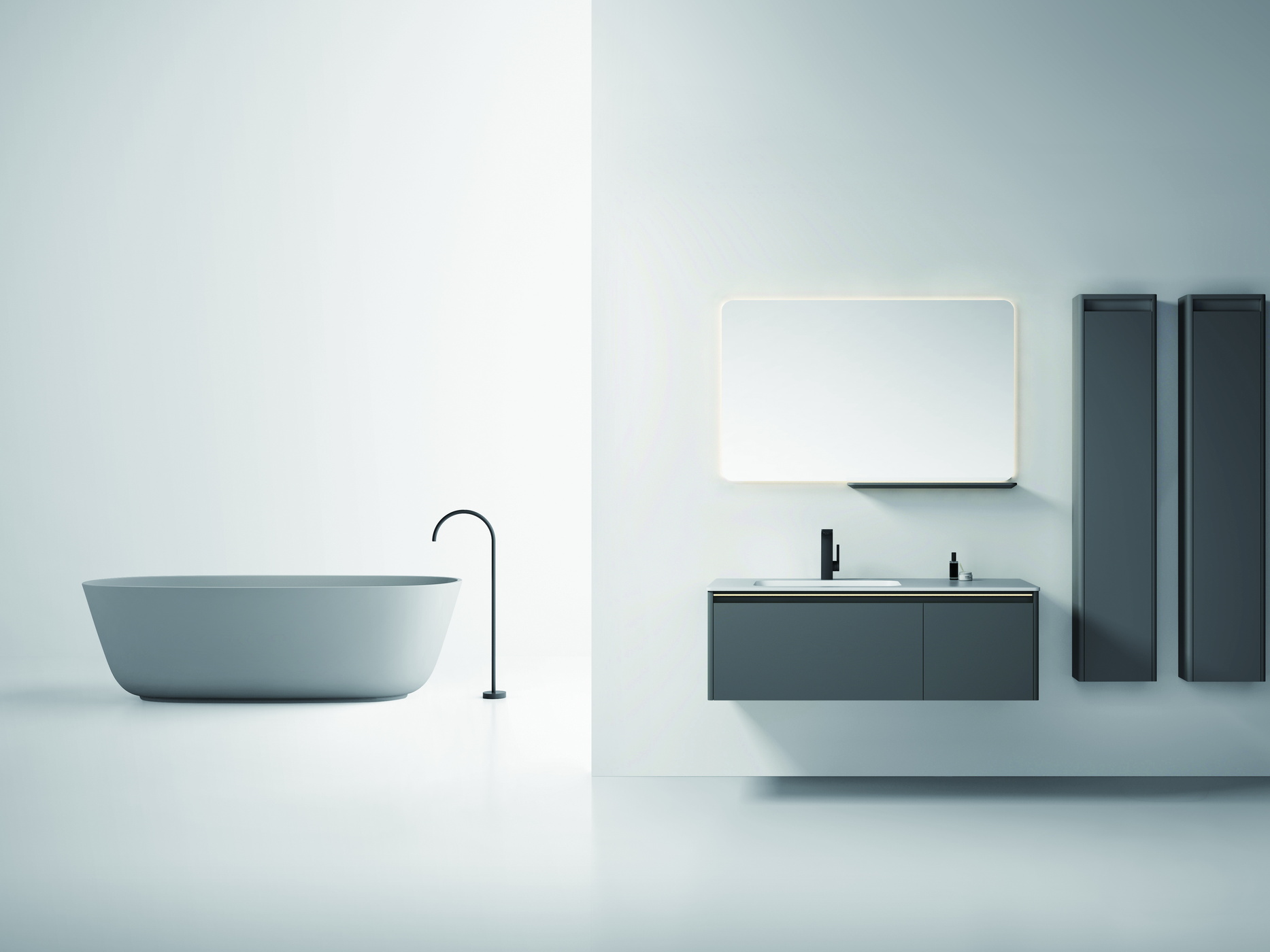Showroom display of a bathroom vanity set