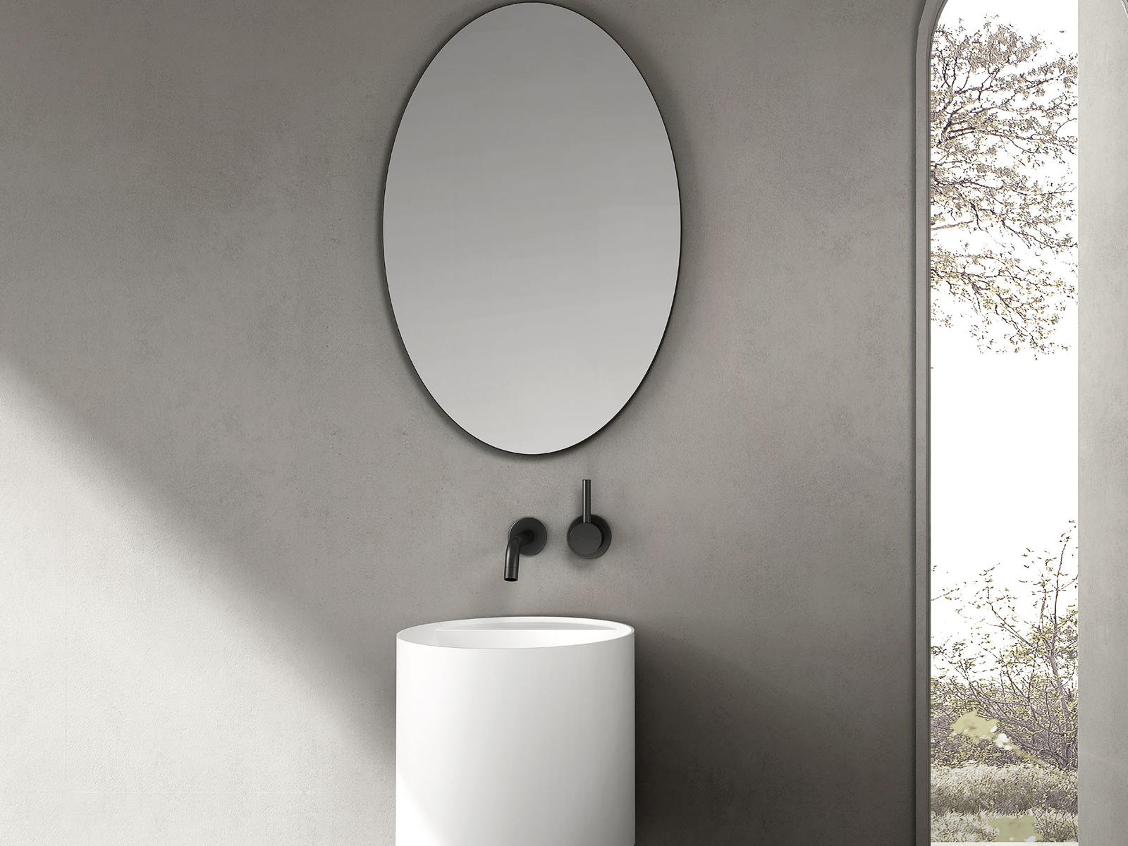 Residential bathroom with a freestanding basin