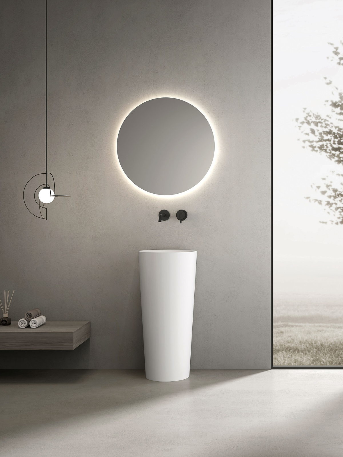 Basin and tap detail shown as a specification reference