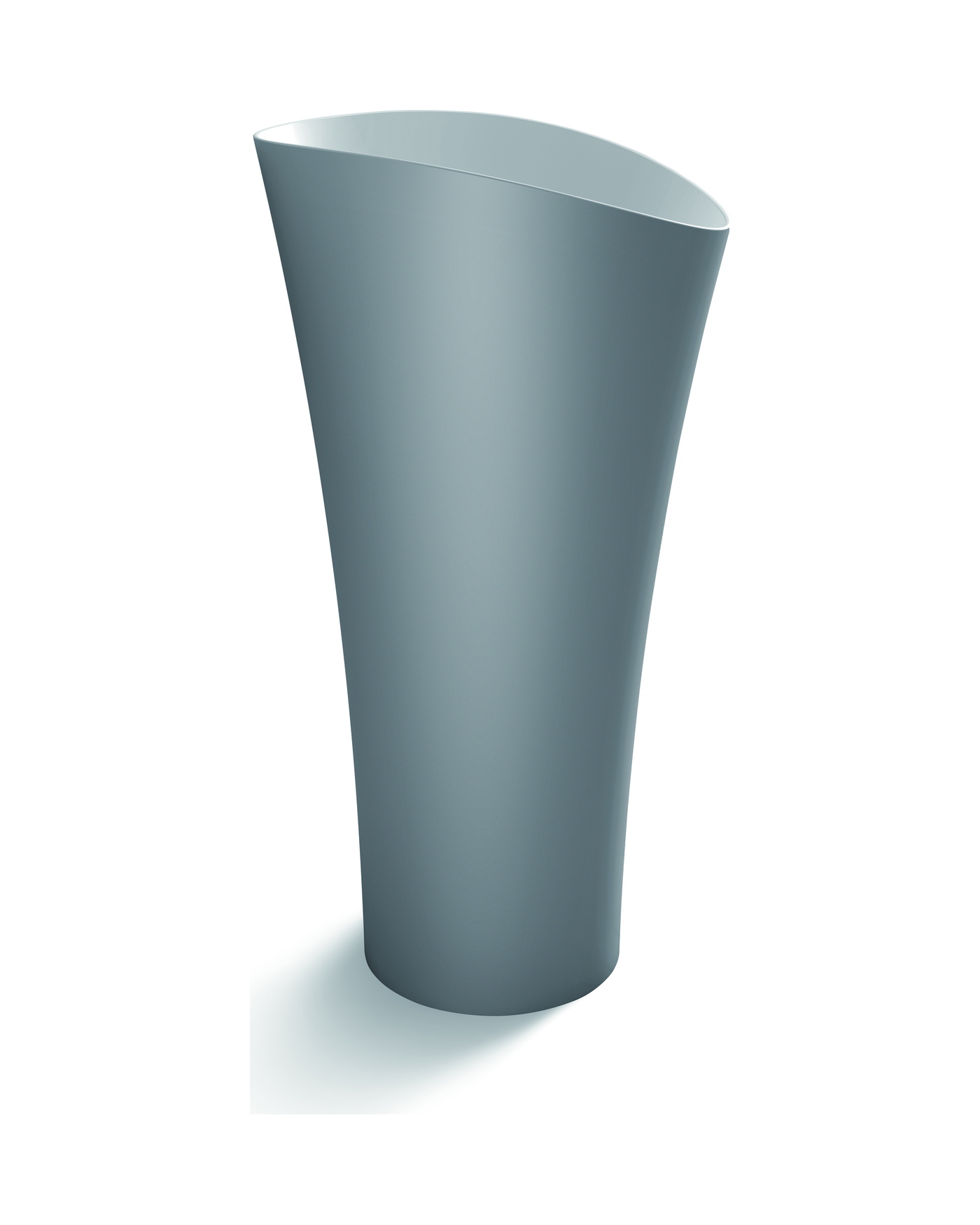 Gray freestanding conical pedestal basin shown against a white background