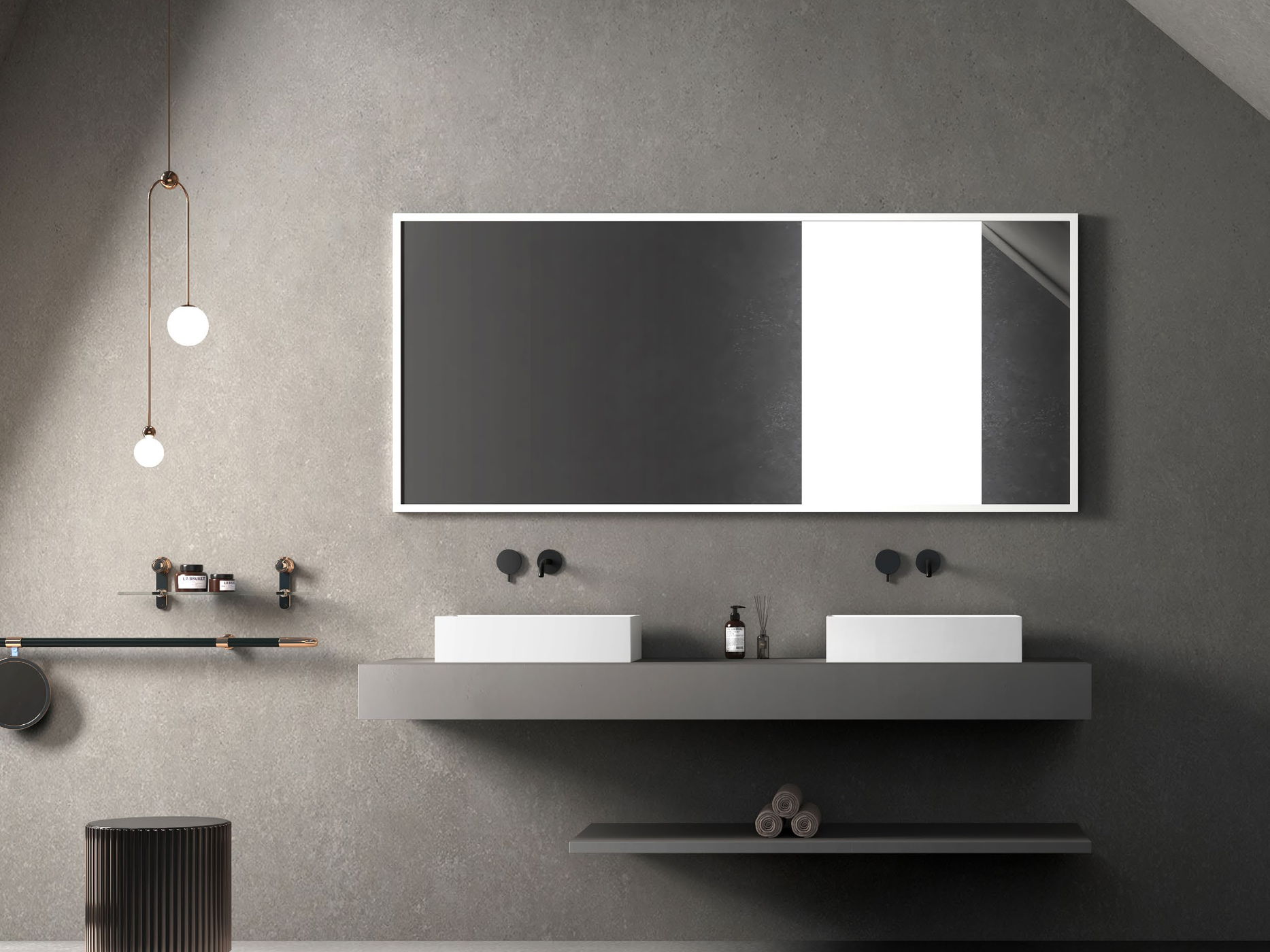 Basin and vanity top reviewed against the wall layout
