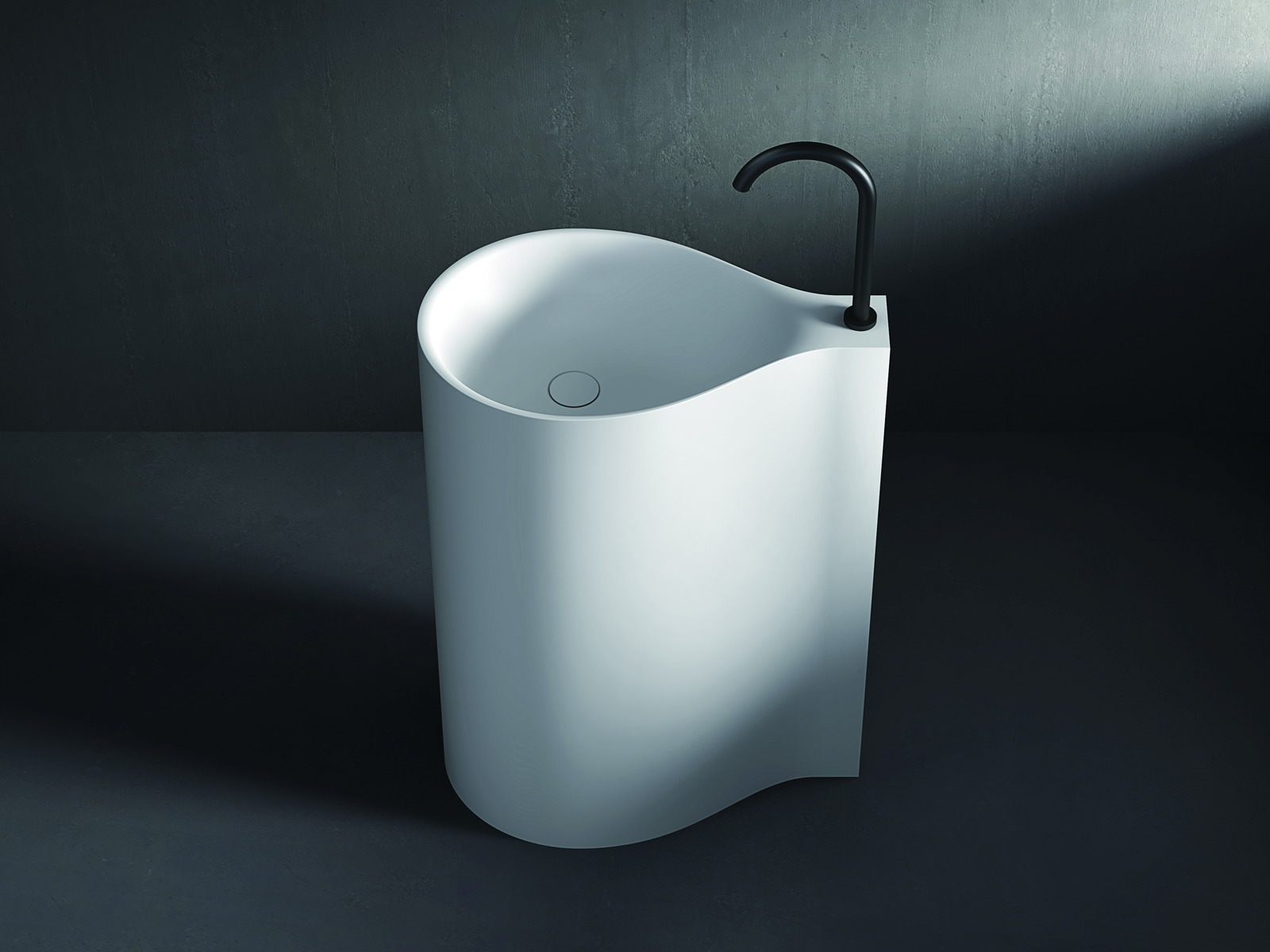Vessel basin with a sculpted translucent body