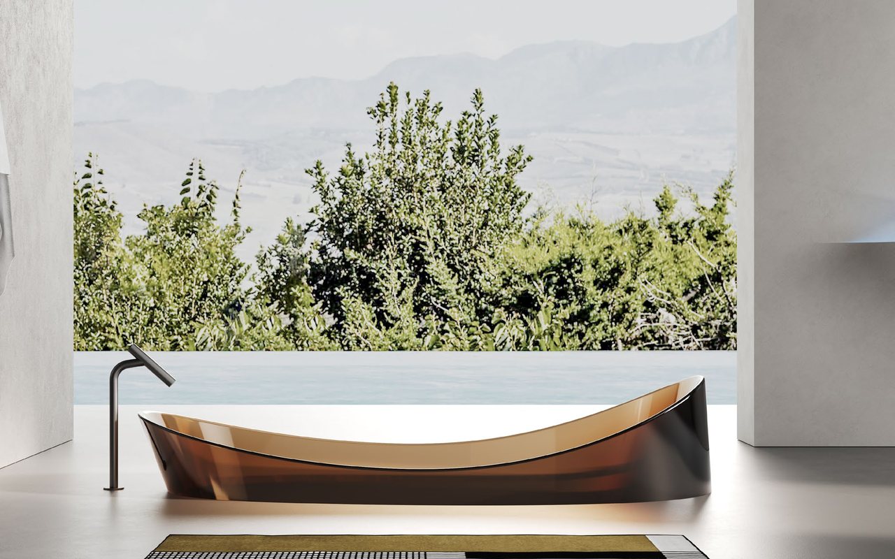 Approved product drawing and finish sample review for colored translucent bathtubs