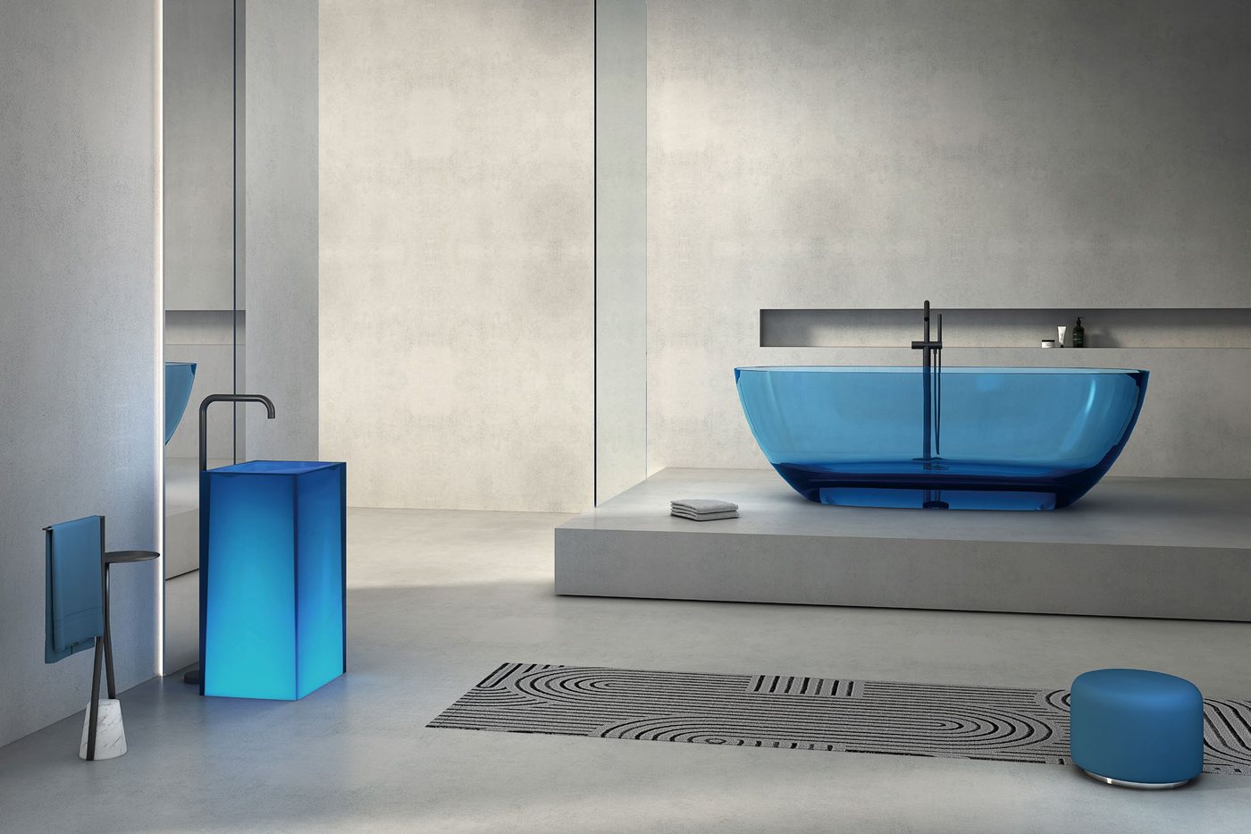 WNS Global team reviewing colored translucent bathtubs requirements with product documents