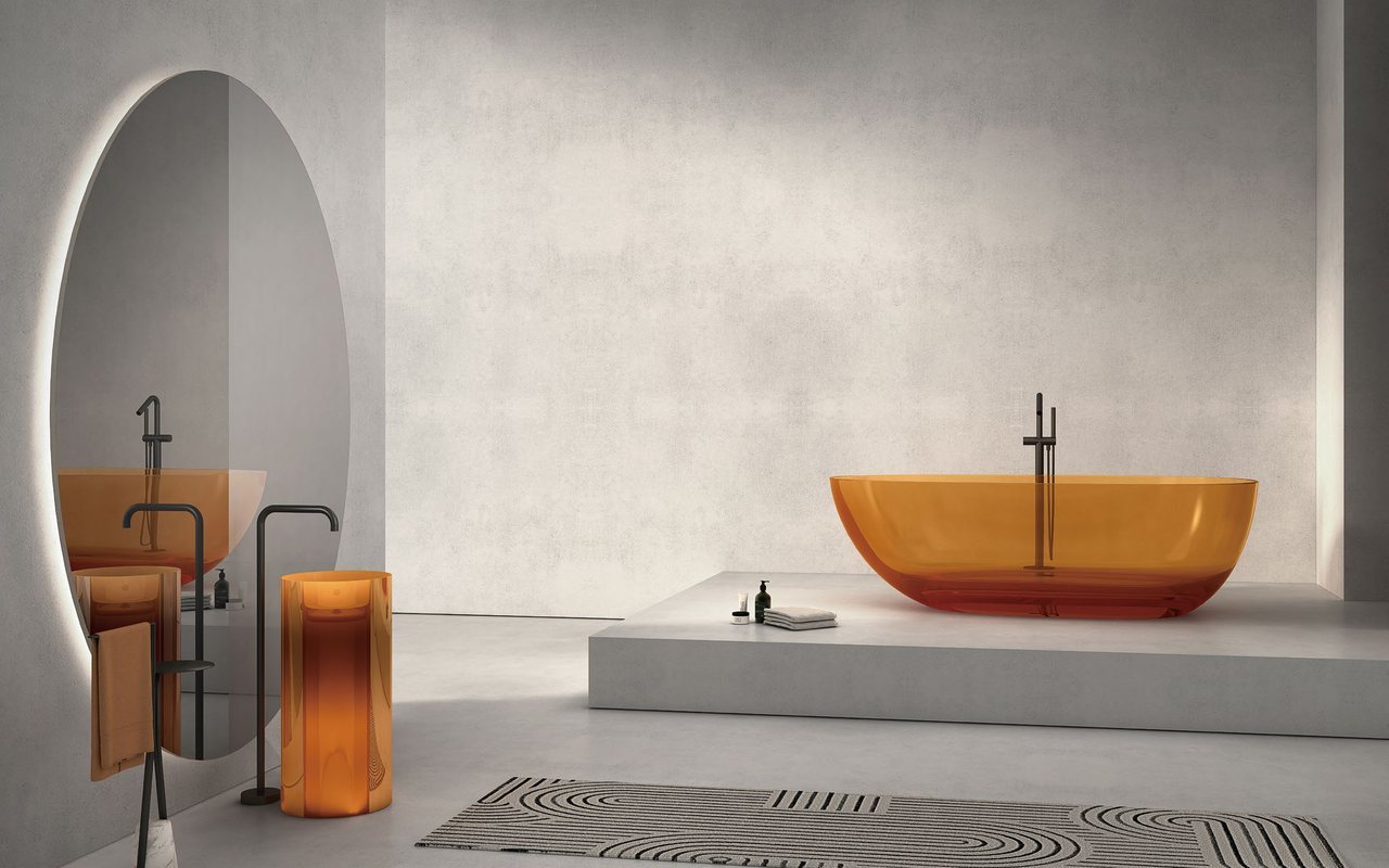 Colored Translucent Bathtubs buyer reviewing specification details and approved project documents
