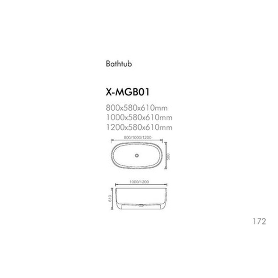 Compact soaking bathtub plan with clearance and drain coordination