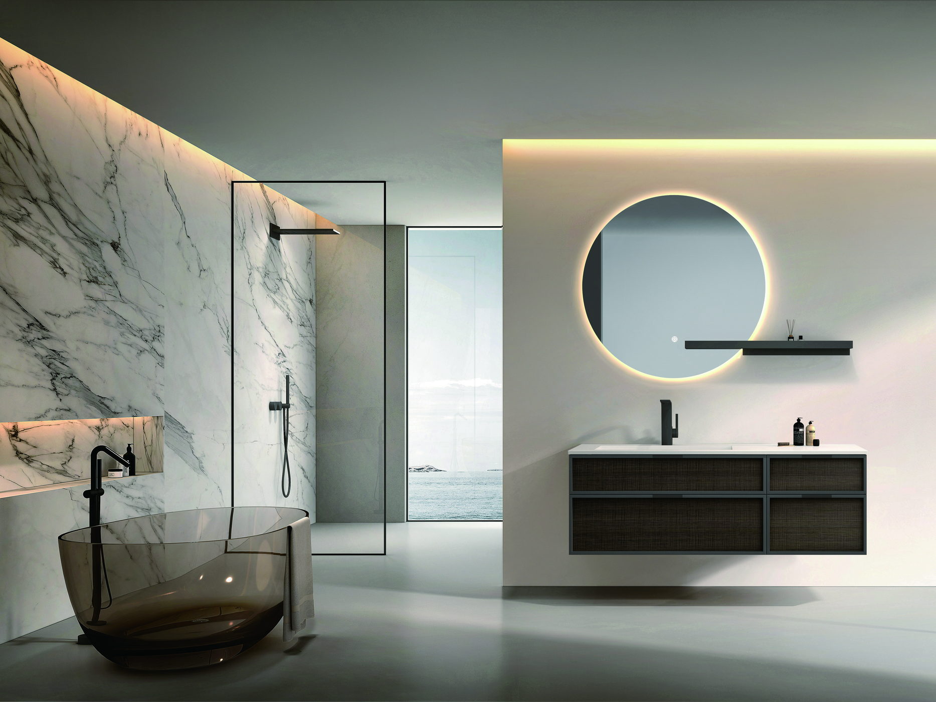 Ensuite bathroom with a glass shower enclosure