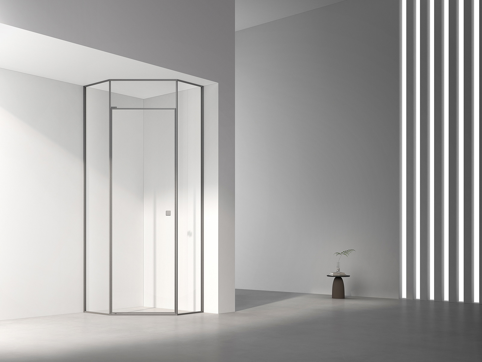 Offset quadrant shower enclosure with unequal side lengths