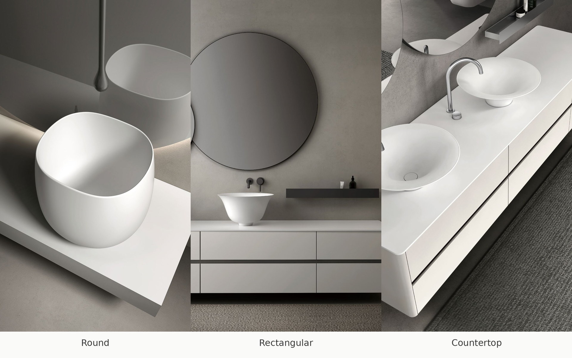 Comparison of round, rectangular and countertop basin configurations