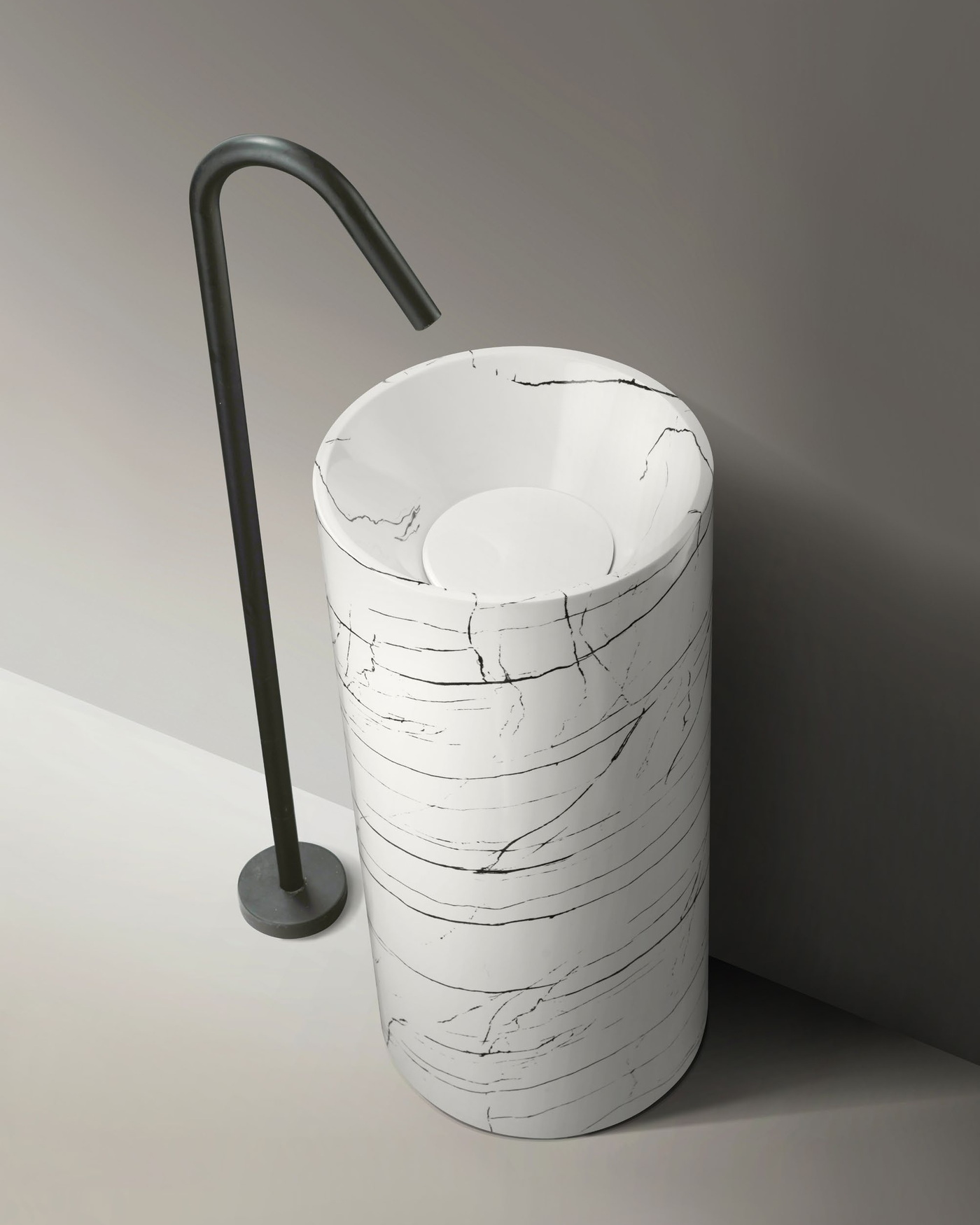 Basin configuration compared against the counter opening